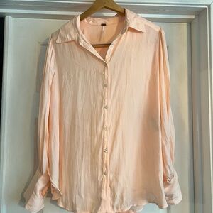 Free People Peach Button Down Shirt